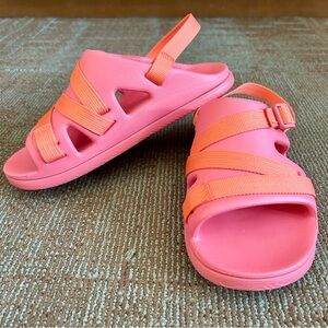 Chaco Youth Rose Pink Orange Chillos Sport Open Toe Sandals, size 5 EU 36